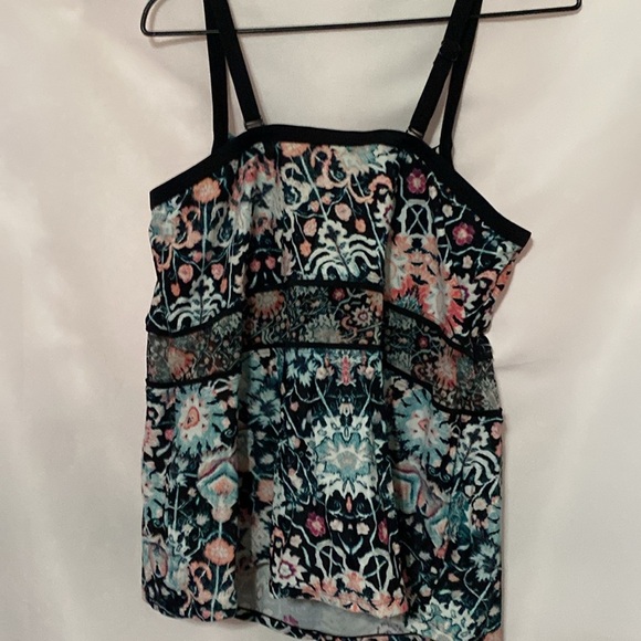 Swim by Cacique Swim Top size 42DD TRUE BUILT IN BRA Black and Blue Patterned - Picture 8 of 10